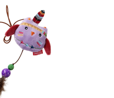 7248 Peluş Tüylü Baykuş Oyuncaklı Parmak Kedi Olta - Thumbnail