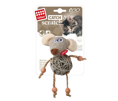 7266 Catnipli Fare Peluş Ahşap Kedi Oyuncagı - Thumbnail