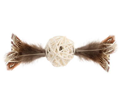 GiGwi - 7279 Ahşap Toplu Kuş Tüylü Kedi Oyuncagı