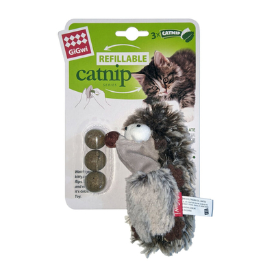 GiGwi - 7494 Kirpili Kedi Oyuncağı & 3 Adet Kedi Otu Topu