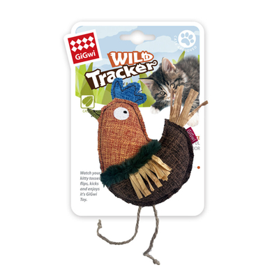 GiGwi - 7499 Vahşi İzci Tavuk – Rafya Kurdeleli Kedi Oyuncağı
