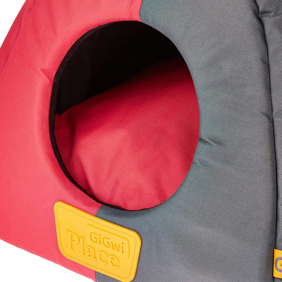 8332 Kanvas Kumaş Kedi Köpek Yatağı Üçgen Kırmızı L - Thumbnail