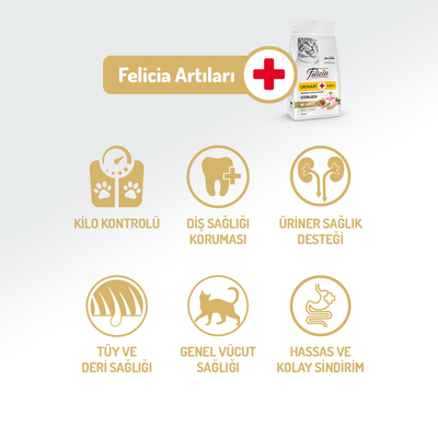 Felicia 12 Kg Kolajenli Tavuklu Az Tahıllı Kısırlaştırılmış Kedi Maması HypoAllergenic Kedi Maması - Thumbnail