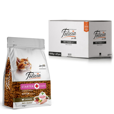 Felicia - Felicia 12x1 Kg Kolajenli Tavuklu Az Tahıllı Yavru Kedi Maması HypoAllergenic Kedi Maması