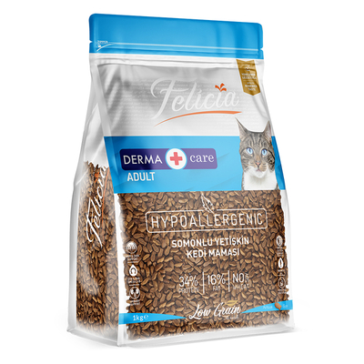 Felicia 5x1 Kg Somonlu Az Tahıllı Yetişkin Kedi Maması HypoAllergenic Kedi Maması - Thumbnail
