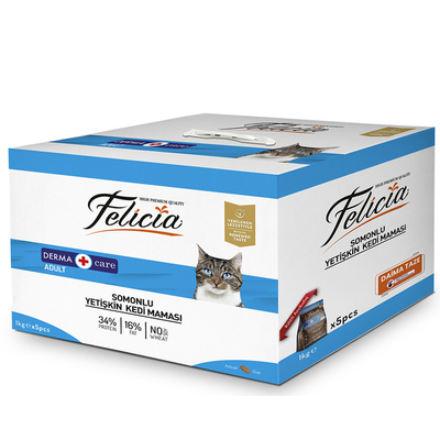 Felicia - Felicia 5x1 Kg Somonlu Az Tahıllı Yetişkin Kedi Maması HypoAllergenic Kedi Maması