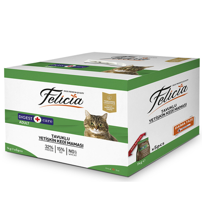 Felicia - Felicia 5x1 Kg Tavuklu Az Tahıllı Yetişkin Kedi Maması HypoAllergenic Kedi Maması
