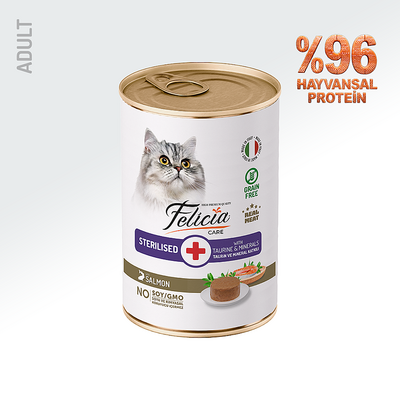Felicia - Felicia Kısır Tahılsız Somonlu Kedi Konserve 400g - 12 Adet