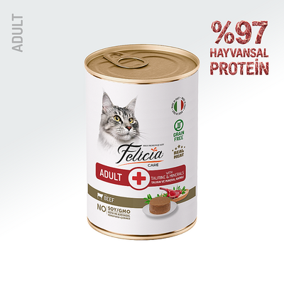 Felicia Yetişkin Tahılsız Biftekli Kedi Konserve 400g - 12 Adet - Thumbnail