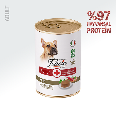 Felicia Yetişkin Tahılsız Biftekli Köpek Konserve 400g - 12 Adet - Thumbnail
