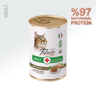 Felicia Yetişkin Tahılsız Tavuklu Kedi Konserve 400g - 12 Adet - Thumbnail