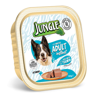 Jungle - Jungle Köpek 100g Tahılsız Somonlu Pate Alucup - 16 Adet