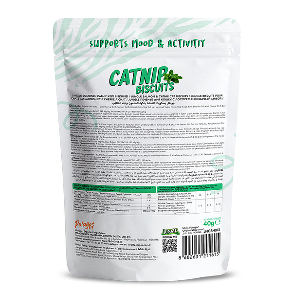 Jungle Somonlu Catnipli Kedi Bisküvisi 40 gr - 10 Adet
