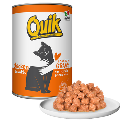 Quik - Quik Kedi 415 gr Tavuklu Konserve 24 Adet
