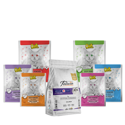 Quik - Quik Koku Giderici Seti+Felicia 2Kg Sterilised Somonlu - MART