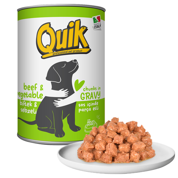 Quik Köpek 415 gr Biftek-Sebze Konserve 24 Adet