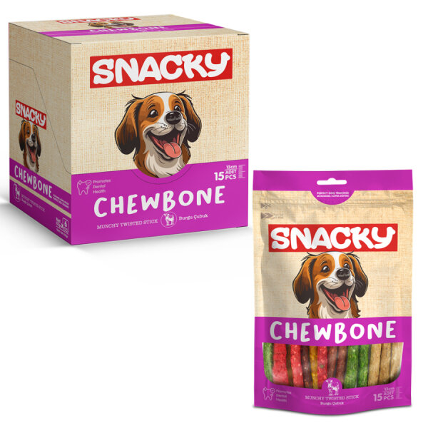 Snacky Munchy Köpek Burgu Çubuk 15'li *13cm *105g *6 Paket