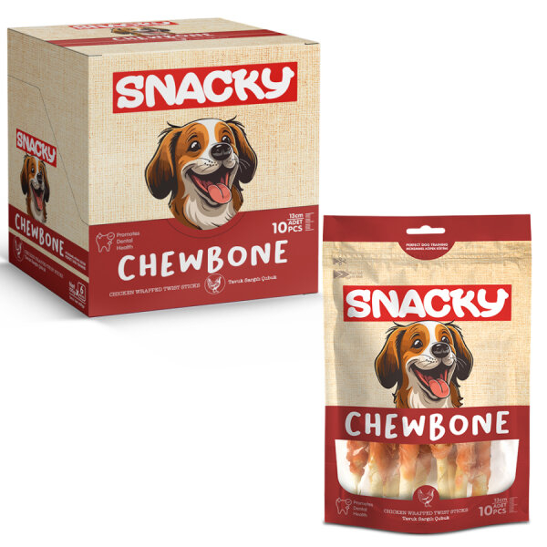 Snacky T. Tavuk Sargılı Çubuk Köpek Ödül 10'lu *13cm *100g *6 Paket.