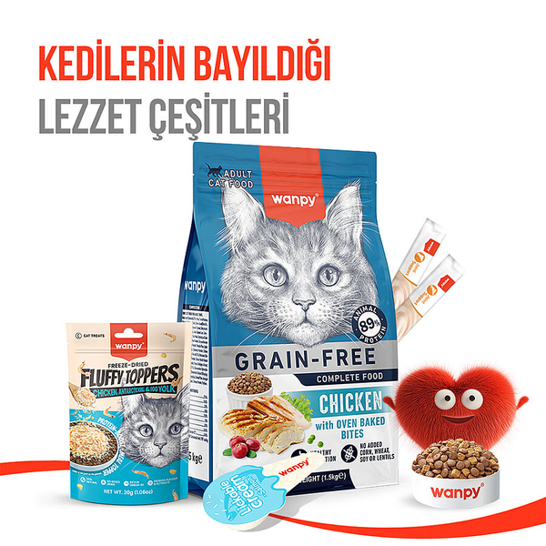Wanpy Dondurularak Kurutulmuş Fluffy Toppers – Tavuk, Karides ve Yumurta Sarısı - 30g