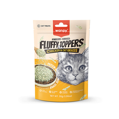 Wanpy - Wanpy Dondurularak Kurutulmuş Fluffy Toppers – Tavuk & Kedi Otu - 30g