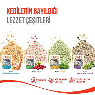 Wanpy Dondurularak Kurutulmuş Fluffy Toppers – Tavuk & Kedi Otu - 30g - Thumbnail