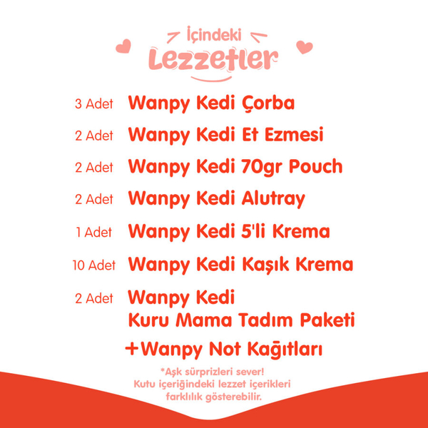 Wanpy Kalp Temalı Kutu Seti Kedi_6'lı Koli