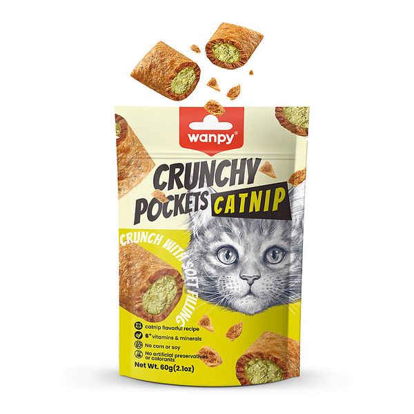Wanpy Kedi Crunch Ödül Catnipli & Tavuklu 60g – 10'lu