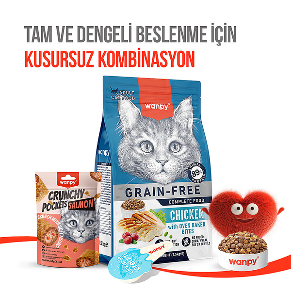 Wanpy Kedi Crunch Ödül Somon & Havyar 60g – 10'lu