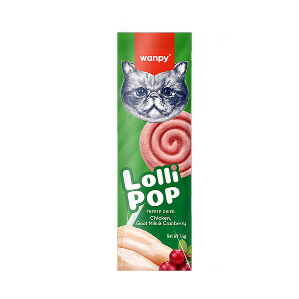 Wanpy Kediler İçin Dondurularak Kurutulmuş Swirlpop – Kızılcık - 1.4 g*10'lu