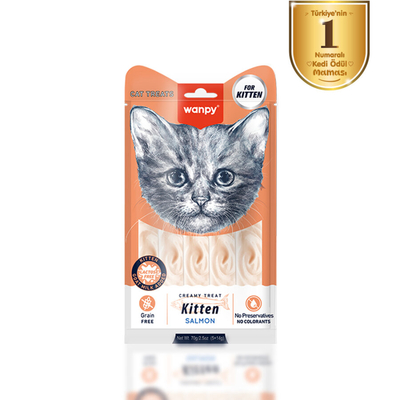 Wanpy - Wanpy Somonlu 12'li - Yavru Kedi Krema Ödülü 5x14 g