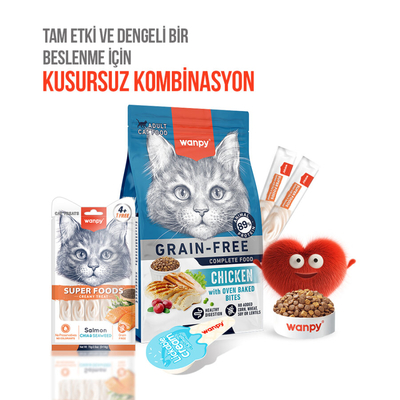 Wanpy Superfood Somonlu, Chia & Deniz Yosunlu 12’li – Krema Kedi Ödülü 5×14 g - Thumbnail