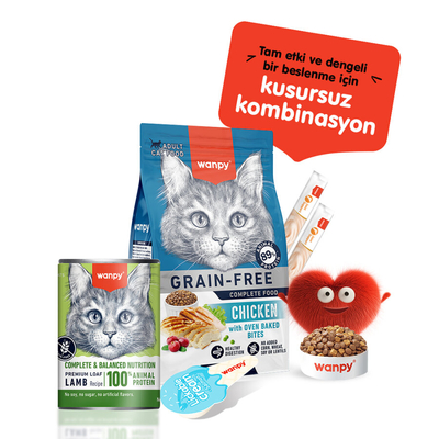 Wanpy Tahılsız Kedi %100 Gerçek Et 375 gr Kuzulu Konserve 12 Adet - Thumbnail