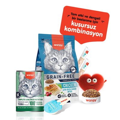 Wanpy Tahılsız Kedi %100 Gerçek Et 375 gr Ton Balıklı Konserve 12 Adet - Thumbnail