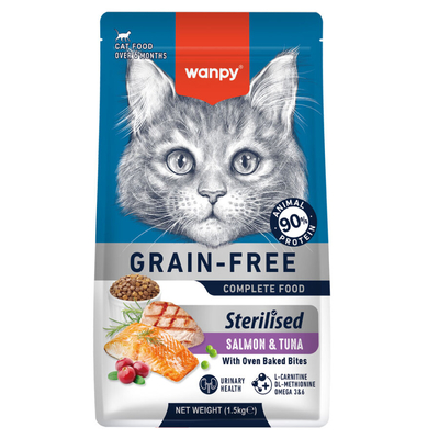 Wanpy - Wanpy Tahılsız Somon&Tuna Kısırlaştırılmış Kedi Maması 1,5 kg