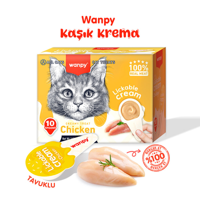 Wanpy - Wanpy Tavuklu 10*16 gr Kaşıklı Kedi Ödül Kreması