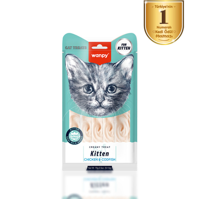 Wanpy - Wanpy Tavuklu & Morinalı 12’li – Yavru Kedi Krema Ödülü 5×14 g